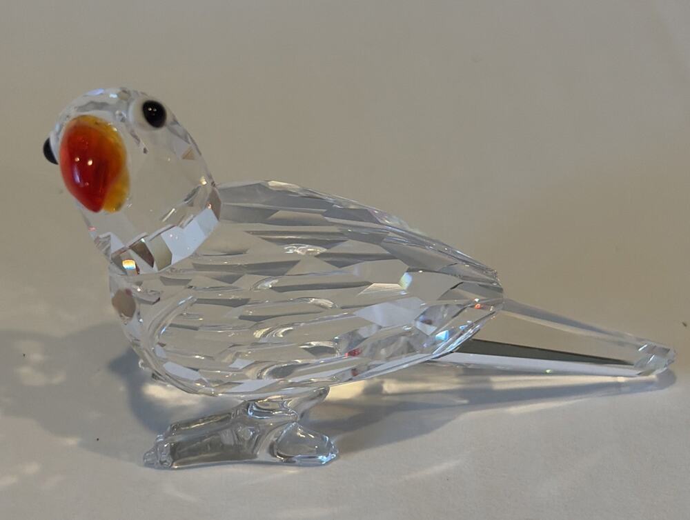 Swarovski Crystal Parrot Figurine Fire-Opal Beak 294047- EUC